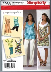 2933 Simplicity Sleeves or Not Fun Top, Dress Pattern 14-22 Uncut